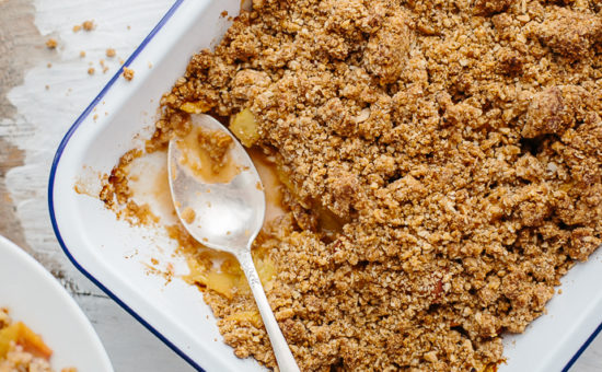 Summer Peach Crumble with Homemade Strawberry Ice Cream