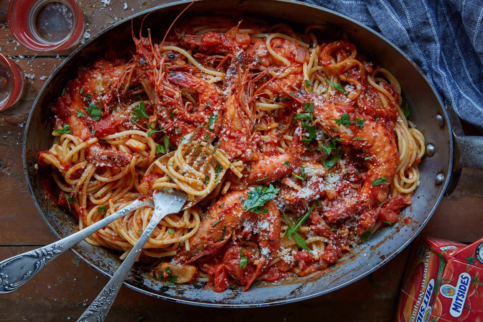 Summer Spaghetti With Prawns & Ouzo, Cookbooks & Bizarre Foods